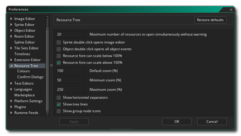 The Resource Tree Preferences