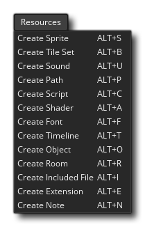 IDE Resources Menu