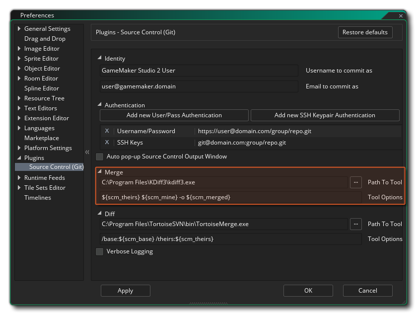 Source Control Choose Merge Tool