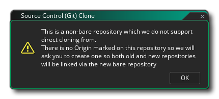 Source Control Clone Warning
