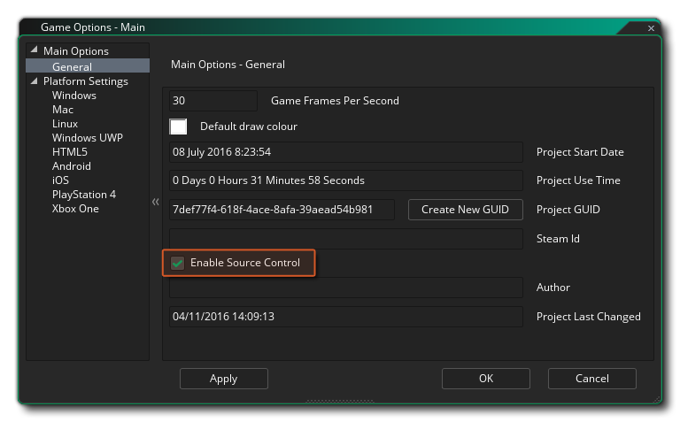 Enable Source Control